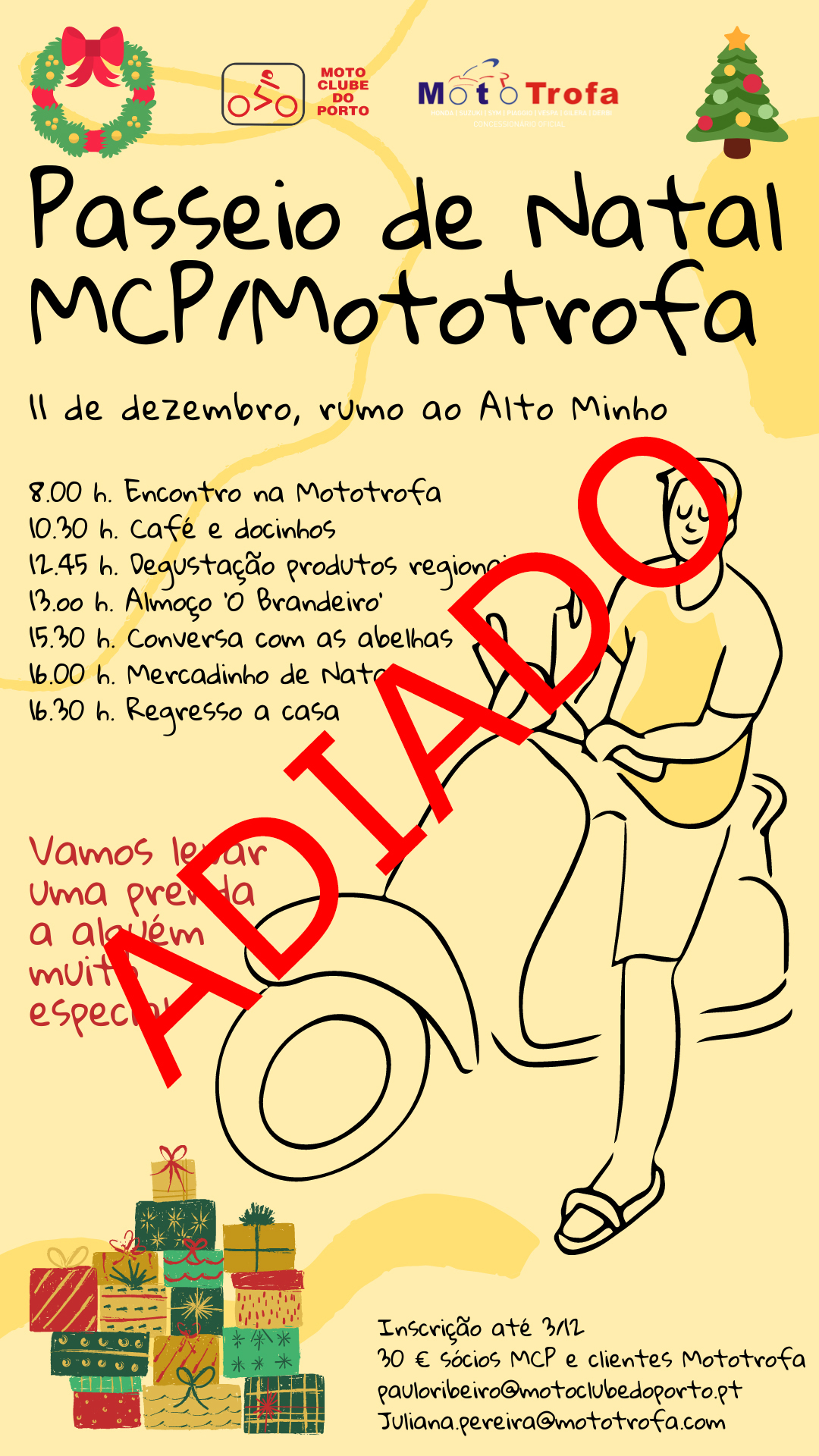 Passeio de Natal adiado